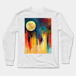 Abstract Impressionist Firework Graphic Long Sleeve T-Shirt